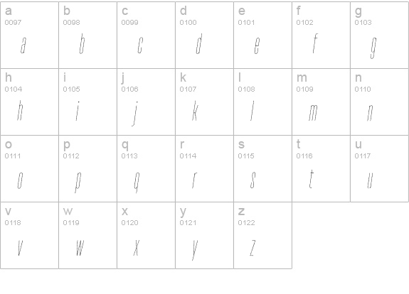 TT Bluescreens Rough Thin Ita lowercase a-z preview