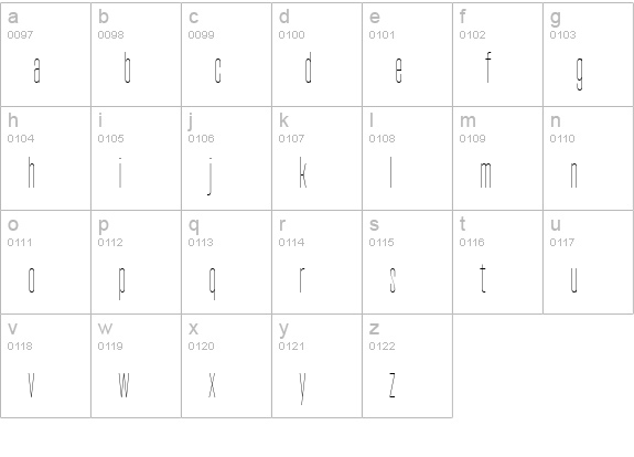 TT Bluescreens Thin lowercase a-z preview