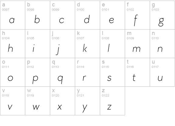 TT Chocolates Light Italic lowercase a-z preview