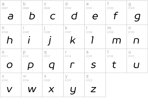 TT Prosto Sans Italic lowercase a-z preview
