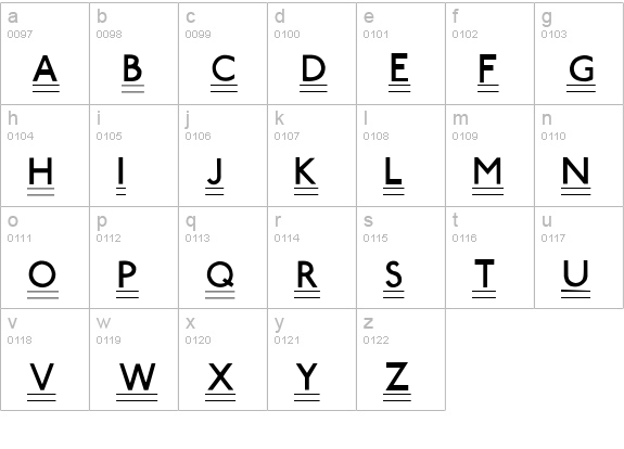 Tube Station-Plus. lowercase a-z preview