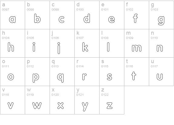 Tubular Hollow lowercase a-z preview