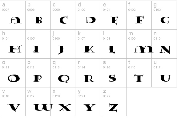 Tumbleweed lowercase a-z preview