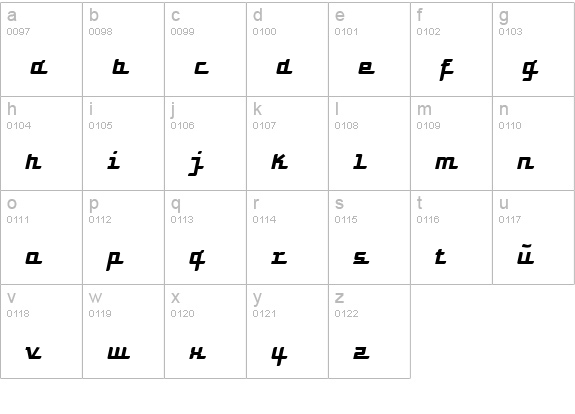 Turbon Italic lowercase a-z preview