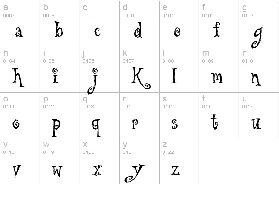 Tuscarora lowercase a-z preview