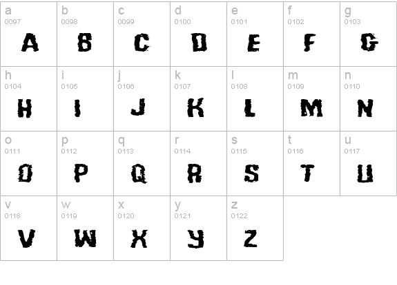 Tussle Expanded lowercase a-z preview