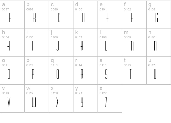 Tuxedo Verticle lowercase a-z preview