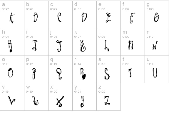 Twilight Express lowercase a-z preview