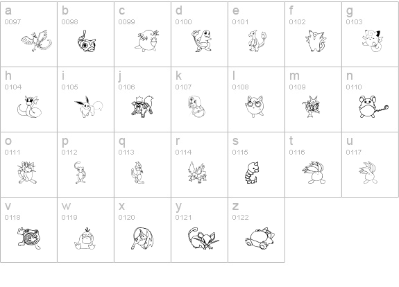 Tyler's Pokemon lowercase a-z preview
