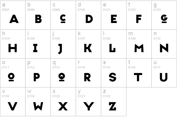 TypefaceSix lowercase a-z preview