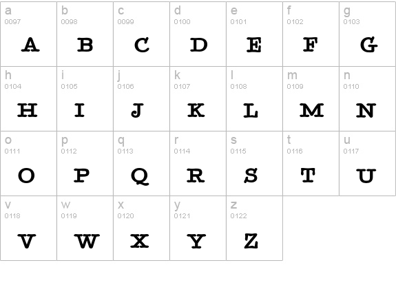 TypenradSpecialBold lowercase a-z preview