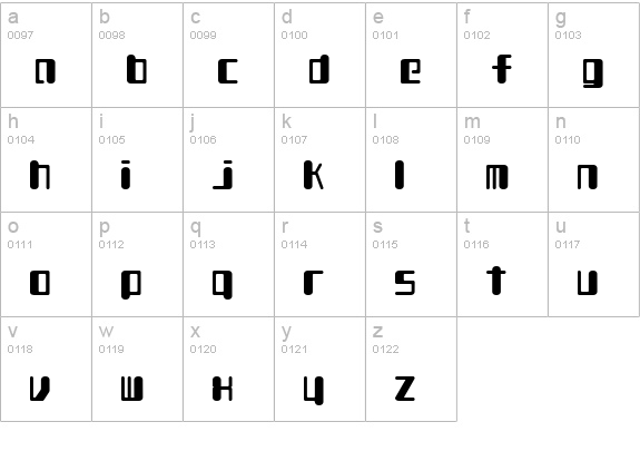 TYPEOUT2097 ALP lowercase a-z preview