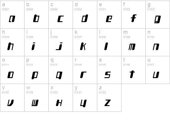 TYPEOUT2097 ALP Italic lowercase a-z preview
