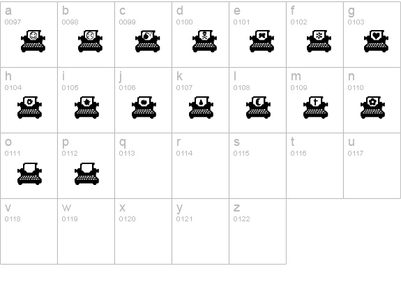 Typewriter Letter lowercase a-z preview