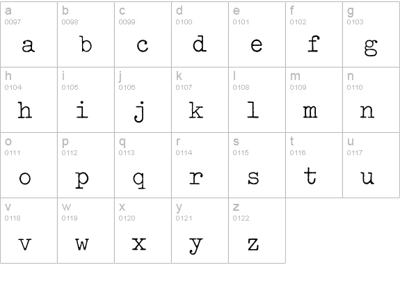 Typewriter-Light lowercase a-z preview