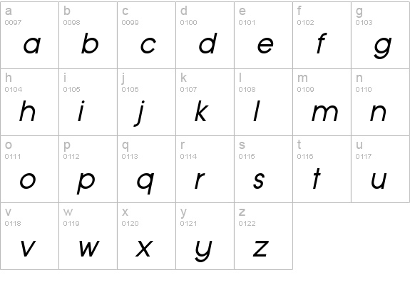 Typo Grotesk Italic lowercase a-z preview