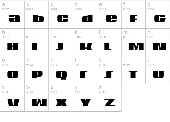 U.S.A. Condensed lowercase a-z preview