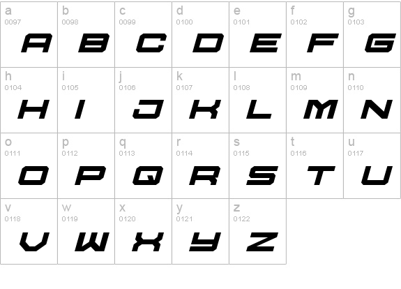 U.S.S. Dallas Expanded Italic lowercase a-z preview