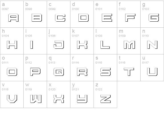 U.S.S. Dallas Outline lowercase a-z preview