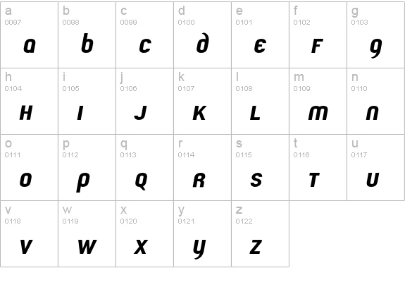 UdoWideLeaned lowercase a-z preview