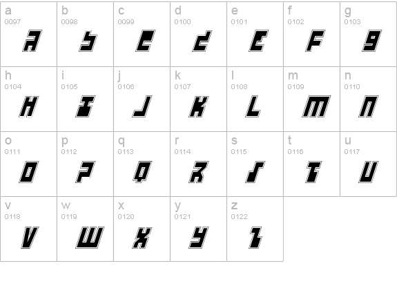 UFO Hunter Academy Italic lowercase a-z preview