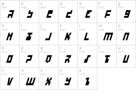 UFO Hunter Italic lowercase a-z preview