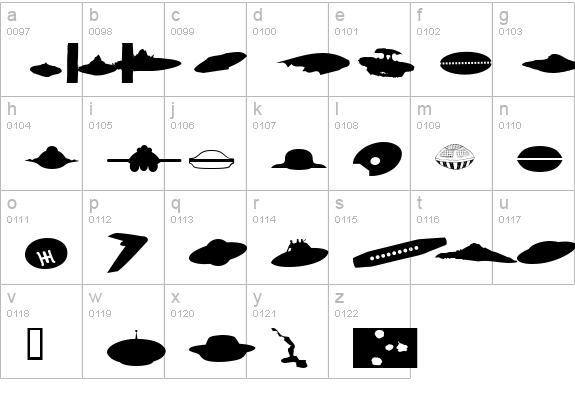 UFO nï¿¿51Silhoueï¿¿ï¿¿e lowercase a-z preview