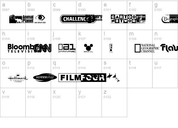 UK Digital TV Channel Logos lowercase a-z preview