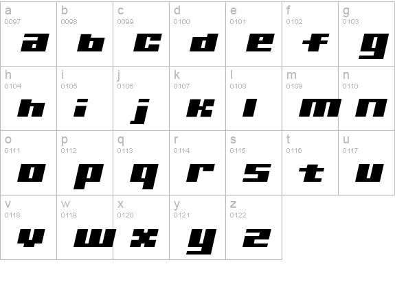 Ultra-SevenItalicB lowercase a-z preview