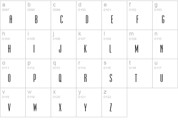 UltraCondensedSansOne lowercase a-z preview