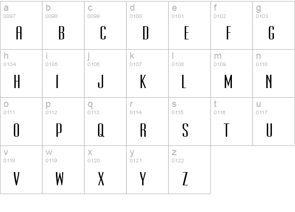 UltraCondensedSansSerif lowercase a-z preview