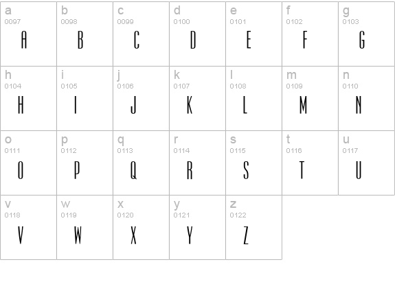 UltraCondensedSansTwo lowercase a-z preview