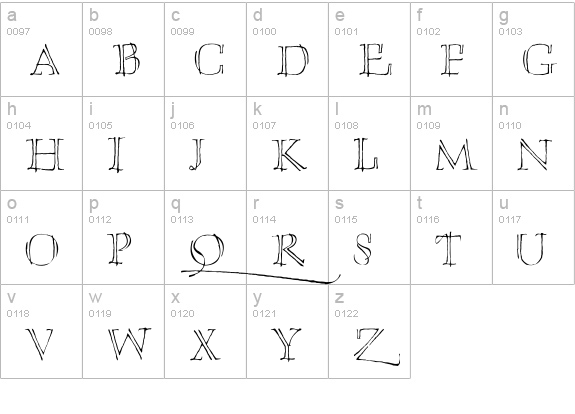Umberette lowercase a-z preview