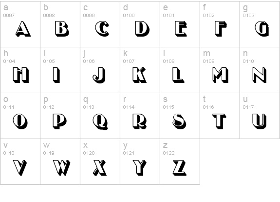 UncleBobMF-Shadow lowercase a-z preview