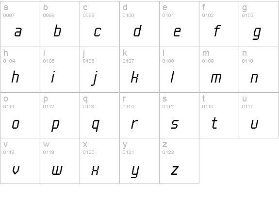 UNDA-AngleFineItalic lowercase a-z preview