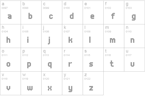 UNDA-Circle lowercase a-z preview