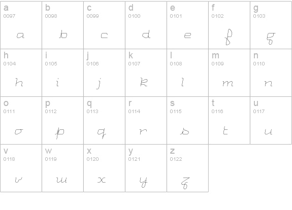 Uniglow-TenCursive lowercase a-z preview