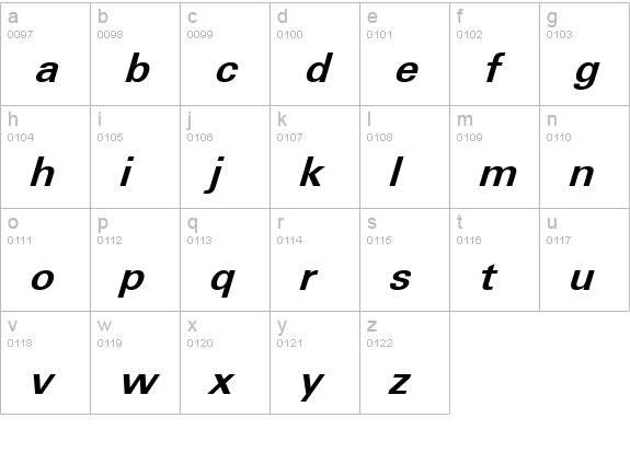 Unique Light BOLDITALIC lowercase a-z preview