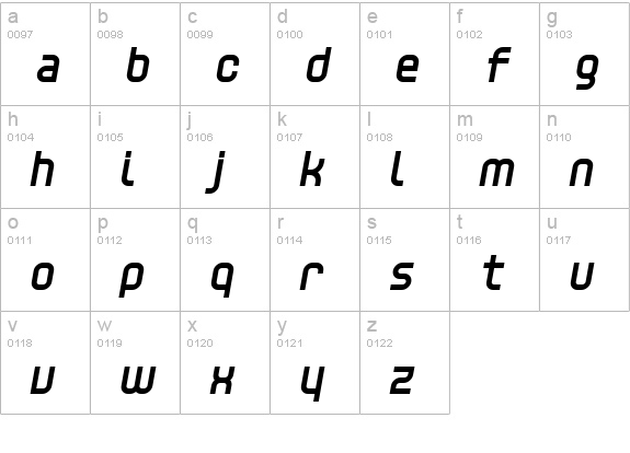 Unisect ExtraBoldOblique lowercase a-z preview