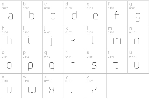Unisect Light lowercase a-z preview