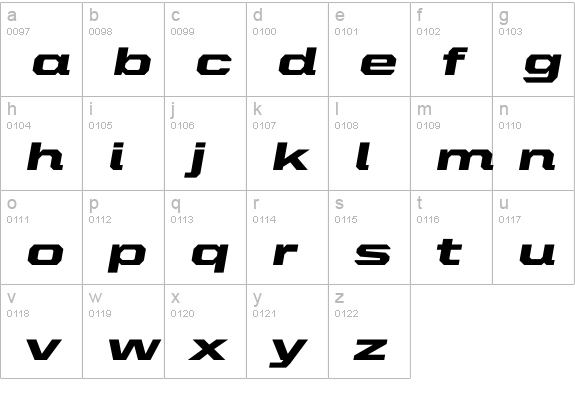 United Italic Ext Black lowercase a-z preview