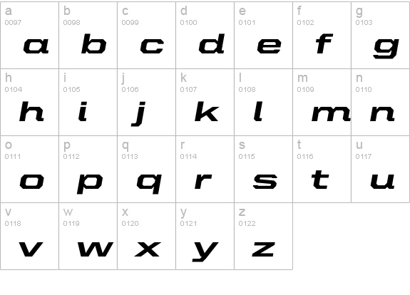 United Italic Ext Heavy lowercase a-z preview