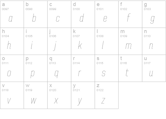 United Italic SemiCond Thin lowercase a-z preview