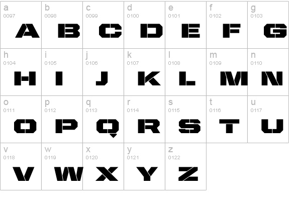 United Sans Ext Stencil lowercase a-z preview