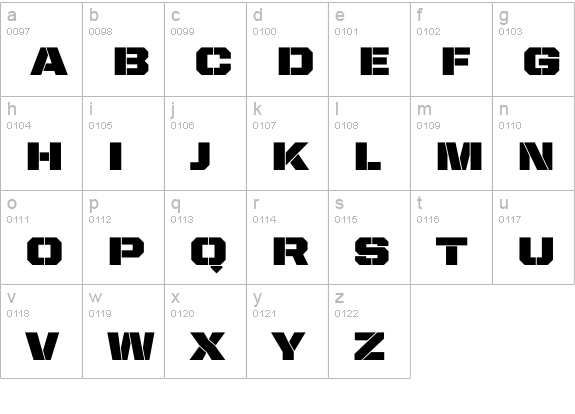 United Sans SemiExt Stencil lowercase a-z preview