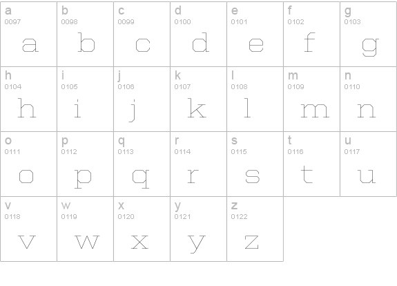 United Serif SemiExt Thin lowercase a-z preview