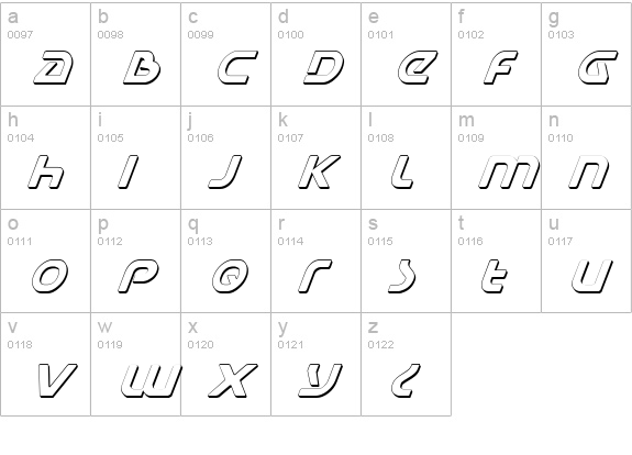 Universal Jack Shadow Italic lowercase a-z preview