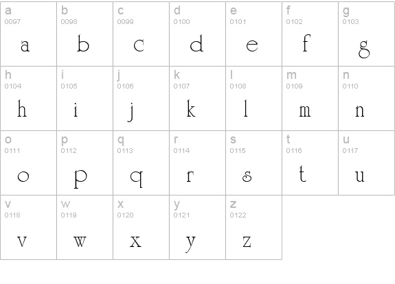 University Regular lowercase a-z preview