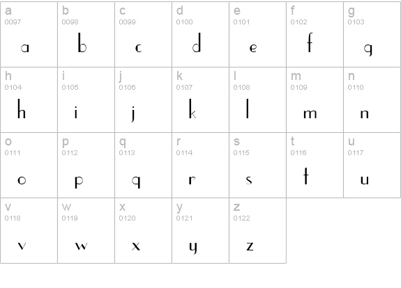 UpperEastSide Regular lowercase a-z preview