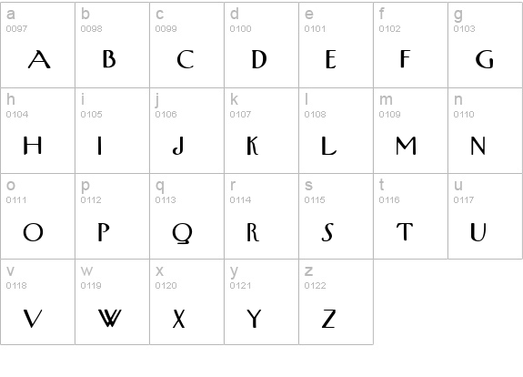 UpperWestSide Regular lowercase a-z preview